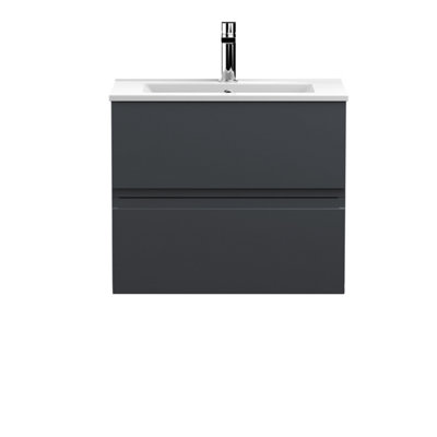 Hudson Reed Urban Soft Black Wall Hung 2 Drawer Vanity Unit And Basin With Silent Close518 X 610 X 390 from B&Q