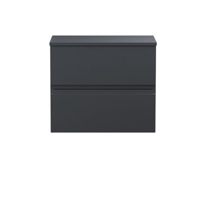 Hudson Reed Urban Soft Black Wall Hung 2 Drawer Vanity Unit And Worktop With Silent Close518 X 610 X 390 from B&Q