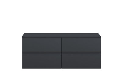 B&Q -  Urban Soft Black Wall Hung 4 Drawer Vanity Unit And Worktop With Silent Close518 X 1205 X 390