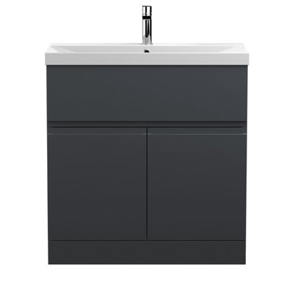 Hudson Reed Urban Soft Black Floor Standing 2 Door Vanity Unit And Basin With Silent Close860 X 810 X 395 from B&Q