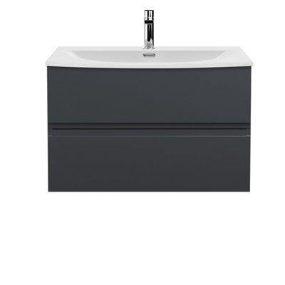 Hudson Reed Urban Soft Black Wall Hung 2 Drawer Vanity Unit And 1 Tap Hole Basin With Silent Close525 X 810 X 440 from B&Q