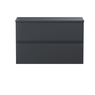 Hudson Reed Urban Soft Black Wall Hung 2 Drawer Vanity Unit And Worktop With Silent Close518 X 810 X 390 from B&Q