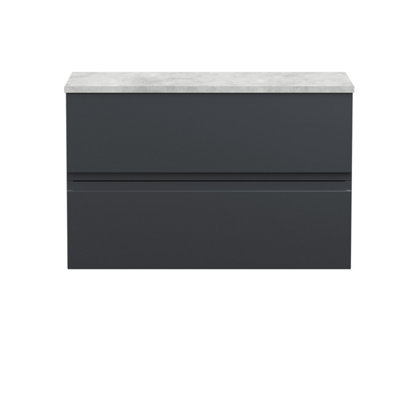 Hudson Reed Urban Soft Black Wall Hung 2 Drawer Vanity Unit And Laminate Worktop With Silent Close522 X 810 X 390 from B&Q