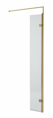 Hudson Reed Fluted Wetroom ScreenArt Deco DesignBrushed BrassVersatile Configuration1950 X 322 X 27 from B&Q