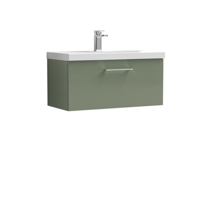 Balterley Wall Hung 1 Drawer Vanity Unit With Mid-Edge Ceramic Basin800mmSatin Green from B&Q