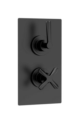 Nuie Aztec Matt Black Twin Thermostatic Shower Valve - Image 7