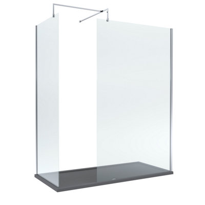 Balterley 8mm Glass Walk In Wetroom Screens With Chrome Profile And Slate Grey Shower Tray1700 X 800mm from B&Q