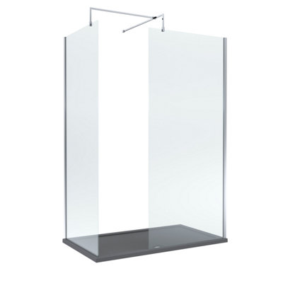 Balterley 8mm Glass Walk In Wetroom Screens With Chrome Profile And Slate Grey Shower Tray1400 X 800mm from B&Q