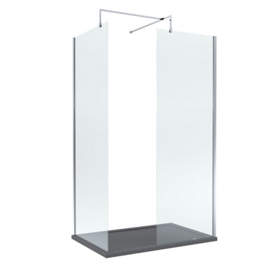Balterley 8mm Glass Walk In Wetroom Screens With Chrome Profile And Slate Grey Shower Tray1200 X 700mm from B&Q