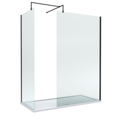 Balterley 8mm Glass Walk In Wetroom Screens With Matt Black Profile And White Shower Tray1700 X 900mm from B&Q