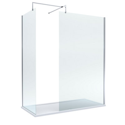 Balterley 8mm Glass Walk In Wetroom Screens With Chrome Profile And White Shower Tray1700 X 700mm from B&Q
