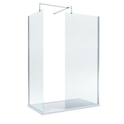Balterley 8mm Glass Walk In Wetroom Screens With Chrome Profile And White Shower Tray1400 X 800mm from B&Q