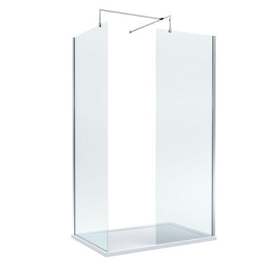 Balterley 8mm Glass Walk In Wetroom Screens With Chrome Profile And White Shower Tray1200 X 800mm from B&Q