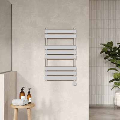 Nuie Electric Flat Towel Rail - 8 Bars - 840 x 500mm - Chrome Silver - Image 5