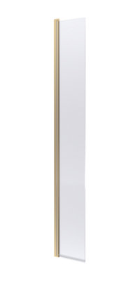 Nuie Hinged Flipper Wetroom ScreenDurable Glass Wet Room Glass Panels & Shower Screen In Brushed Brass300mm X 1850mm from B&Q