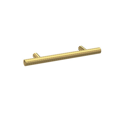 B&Q -  Furniture Handle Textured Knurled Bar Handle156mm (96mm Centres)Brushed Brass