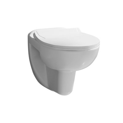 Balterley Adley Wall Hung Ceramic Toilet Pan & Soft Close Seat - 535Mm