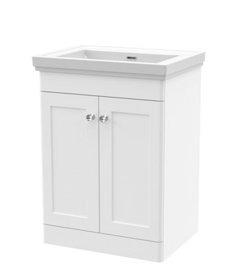 Nuie 600 F/S 2-Door Unit & Basin 0Th White