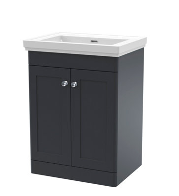 Nuie 600 F/S 2-Door Unit & Basin 0Th Black/White