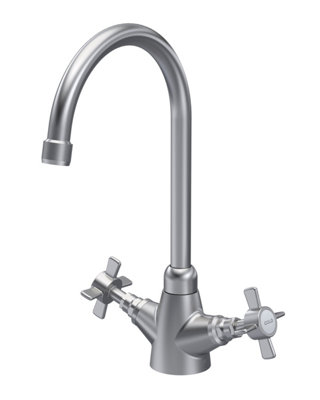 Balterley White Traditional Mono Mixer Kitchen Tap With Crosshead Handles - Brushed Nickel Size 0.5