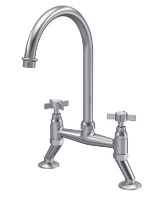 Balterley Norbury Traditional Bridge Mixer Kitchen Tap With Crosshead HandlesBrushed Nickel from B&Q