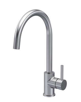Balterley Gratwich Minimalist Kitchen Mono Mixer Tap With Single Lever HandleHigh Curved Swivel SpoutBrushed Nickel Finish from B&Q
