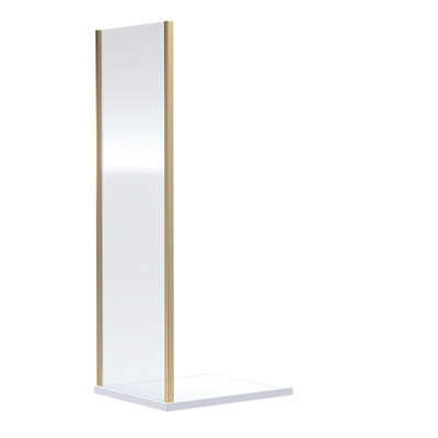 Balterley 6mm Toughened Safety Glass Reversible Shower Side Panel700mmBrushed Brass from B&Q