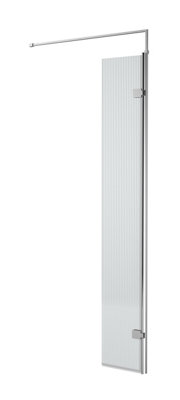 Balterley Fluted 8Mm Toughened Safety Glass Hinged Return Screen With Support Bar, Chrome - 300Mm