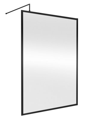 Balterley Bilbrook 8mm Toughened Safety Glass Wetroom Screen With Support Bar: 1400mmBlack from B&Q
