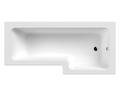 Nuie Right Hand Square Shower Bath With LegsAcrylic Modern Deep Soaking L Shape Bath TubSpace-Saving Design In White1800mm from B&Q