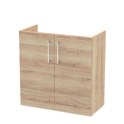 Nuie Hudson Reed Arno Floor Standing Vanity UnitDurable 2 Soft Close Door Bathroom Sink Vanity Unit With Shelf In Bleached Oak800mm from B&Q