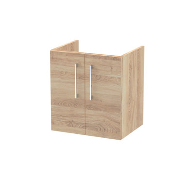 Nuie Hudson Reed Arno Wall Hung Vanity UnitDurable 2 Soft Close Door Bathroom Sink Vanity Unit With Shelf In Bleached Oak500mm from B&Q