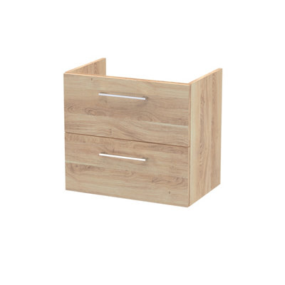 Nuie Hudson Reed Athena Wall Hung Vanity UnitDurable Soft Close 2-DoorModern Bathroom Cabinet Storage In Bleached Oak600mm from B&Q