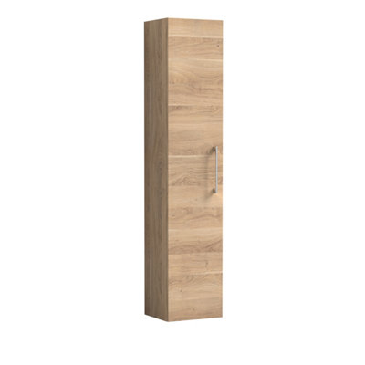 Nuie Arno Tall Wall Hung Unit Single DoorDurable Soft Close Door With 3 Shelves With D-Shape Handle In Bleached Oak300mm from B&Q