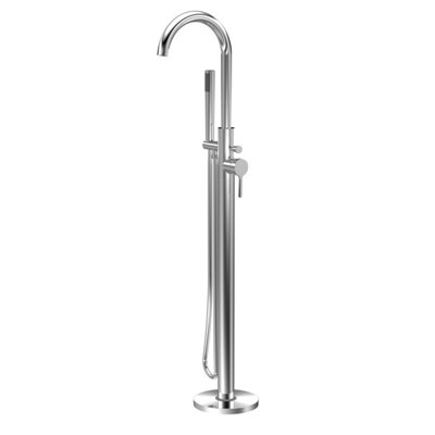 Balterley Connect Floor Standing Bath Shower Mixer Tap With High Curved Spout And Shower KitPolished Chrome Finish