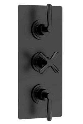 B&Q - Levedale Triple Concealed Crosshead Thermostatic Shower Valve (2 Outlets)Matt BlackBalterley