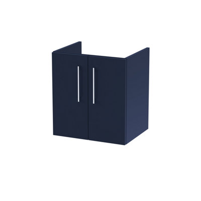 Nuie Hudson Reed Arno Wall Hung Vanity UnitDurable 2 Soft Close Door Bathroom Sink Vanity Unit With Shelf In Midnight Blue500mm from B&Q
