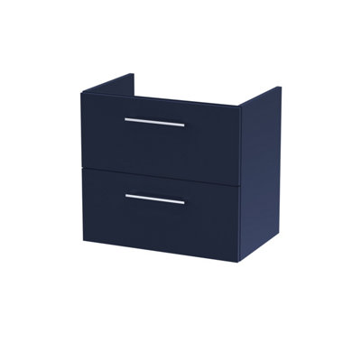 Nuie Hudson Reed Athena Wall Hung Vanity UnitDurable Soft Close 2-DoorModern Bathroom Cabinet Storage In Midnight Blue600mm from B&Q