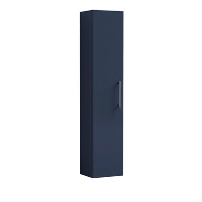 Nuie Arno Tall Wall Hung Unit Single DoorDurable Soft Close Door With 3 Shelves With D-Shape Handle In Midnight Blue300mm from B&Q