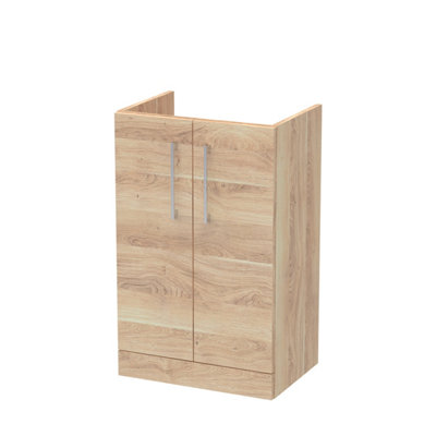 Nuie Hudson Reed Arno Floor Standing Vanity UnitDurable 2 Soft Close Door Bathroom Sink Vanity Unit With Shelf In Bleached Oak500mm from B&Q