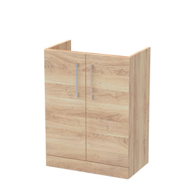 Nuie Hudson Reed Arno Floor Standing Vanity UnitDurable 2 Soft Close Door Bathroom Sink Vanity Unit With Shelf In Bleached Oak600mm from B&Q