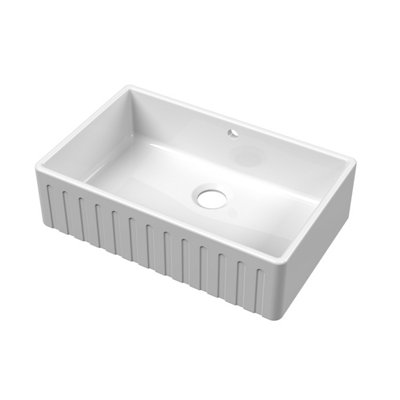 Balterley Traditional Fireclay Kitchen Single Bowl Fluted Front Butler Sink With Overflow -795mm