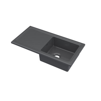 Balterley 101Cm Inset Counter Top Single Bowl Fireclay Ceramic Kitchen Sink With Plain Drainer In Grey from B&Q