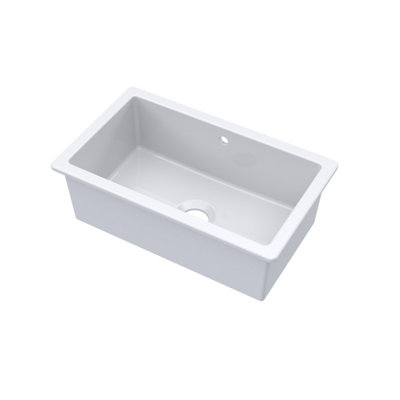 Balterley Fireclay Single Bowl Square Undermount Kitchen SinkWith Overflow,763X457X254mm from B&Q