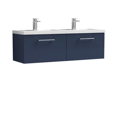 Nuie 1200 Wh 2-Drawer Vanity & Double Basin from B&Q
