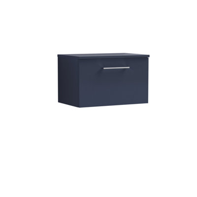 Nuie Arno Wall Hung 1-Drawer Modern Vanity Unit & Black WorktopStylish Counter Top Vanity Unit In Midnight Blue600mm from B&Q