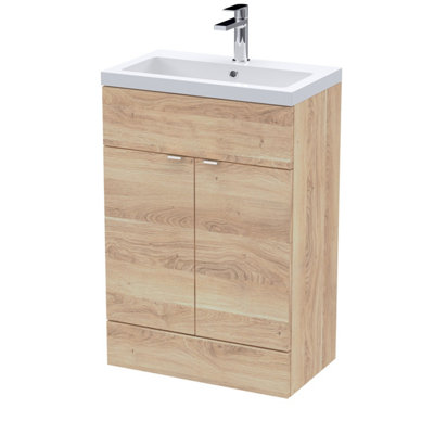 Hudson Reed Fusion Floor Standing Vanity Unit & BasinStylish Vanity Unit With BasinBleached Oak600mm from B&Q