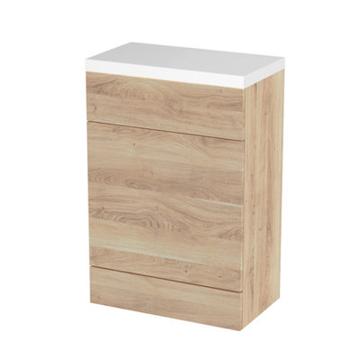 Hudson Reed Fusion Floor Standing Wc Unit & Polymarble TopStylish Bathroom Storage UnitBleached Oak600mm from B&Q