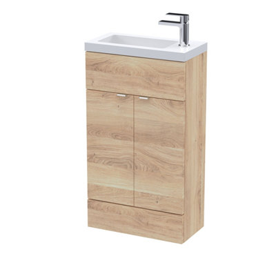 Hudson Reed Fusion Floor Standing Compact Vanity Unit & BasinStylish Vanity Unit With BasinBleached Oak500mm from B&Q