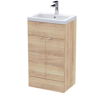 Hudson Reed Fusion Floor Standing Vanity Unit & BasinStylish Vanity Unit With BasinBleached Oak500mm from B&Q